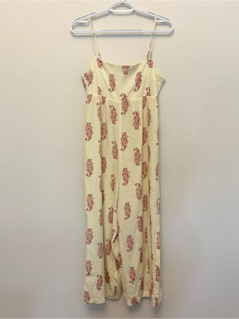 J. Crew Silk Wide Leg Jumpsuit in Budding Branch Print Yellow Size 6 Strappy